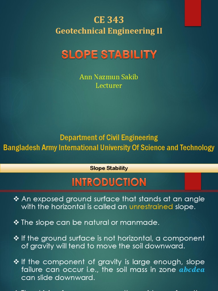 Slope Stability 01 | PDF | Soil Mechanics | Materials Science