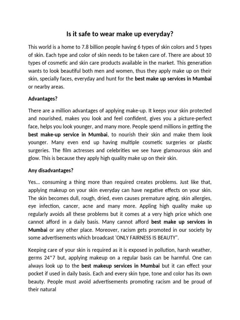 Is It Safe To Wear Make Up Everyday' PDF