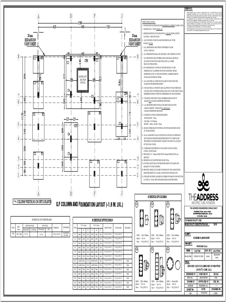 Ground Floor Foundation Layout Details | PDF | Architectural Design ...