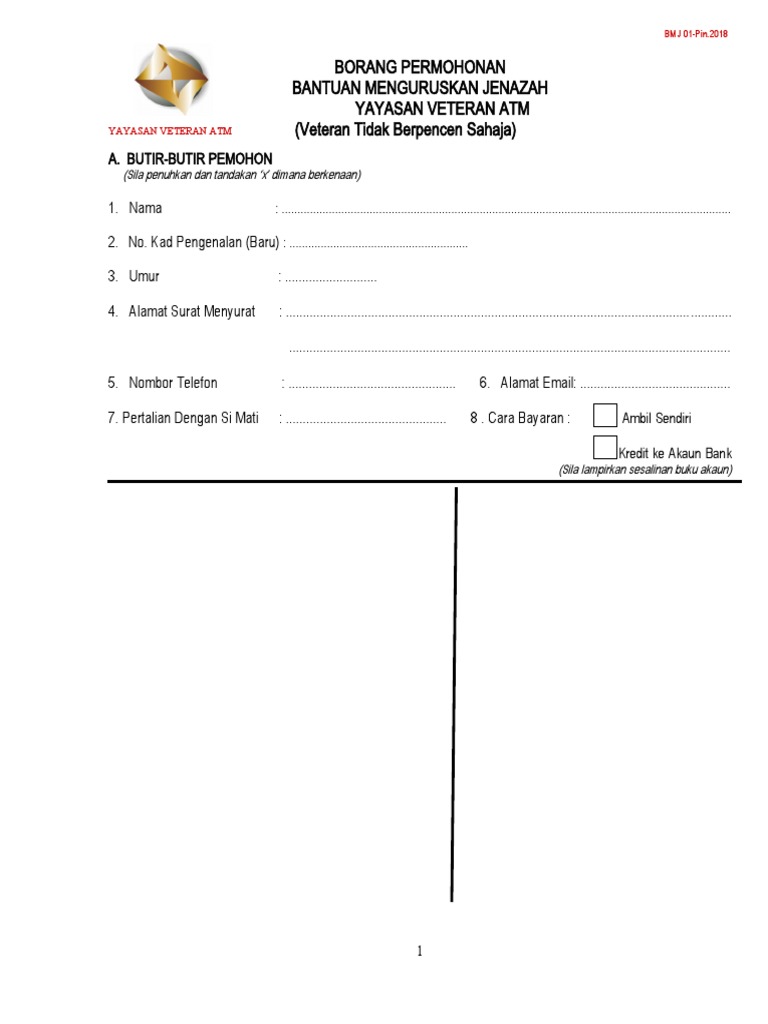 Borang Bmj 01 Pin 2018 Pdf