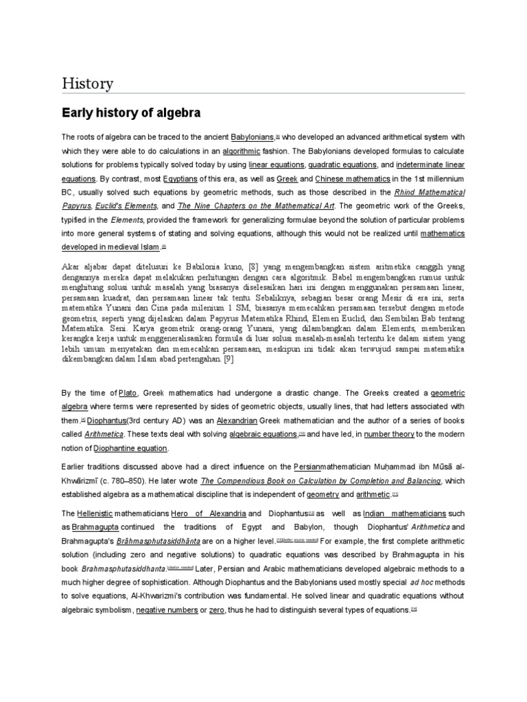 History Early History of Algebra PDF Polynomial Abstract Algebra