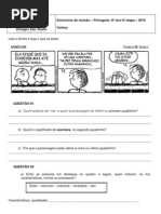 Exercícios -  verbos 6º ano CSP 3ª etapa