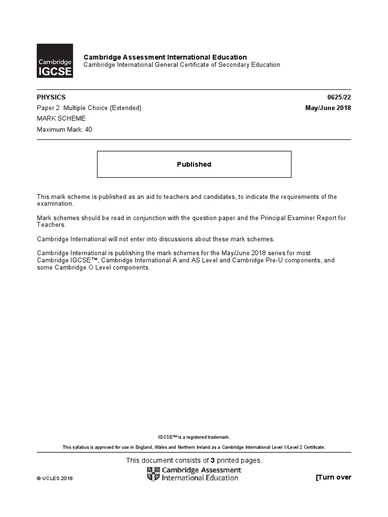0625 - s18 - Ms - 22 Past Paper | PDF | Statistics Of Education ...