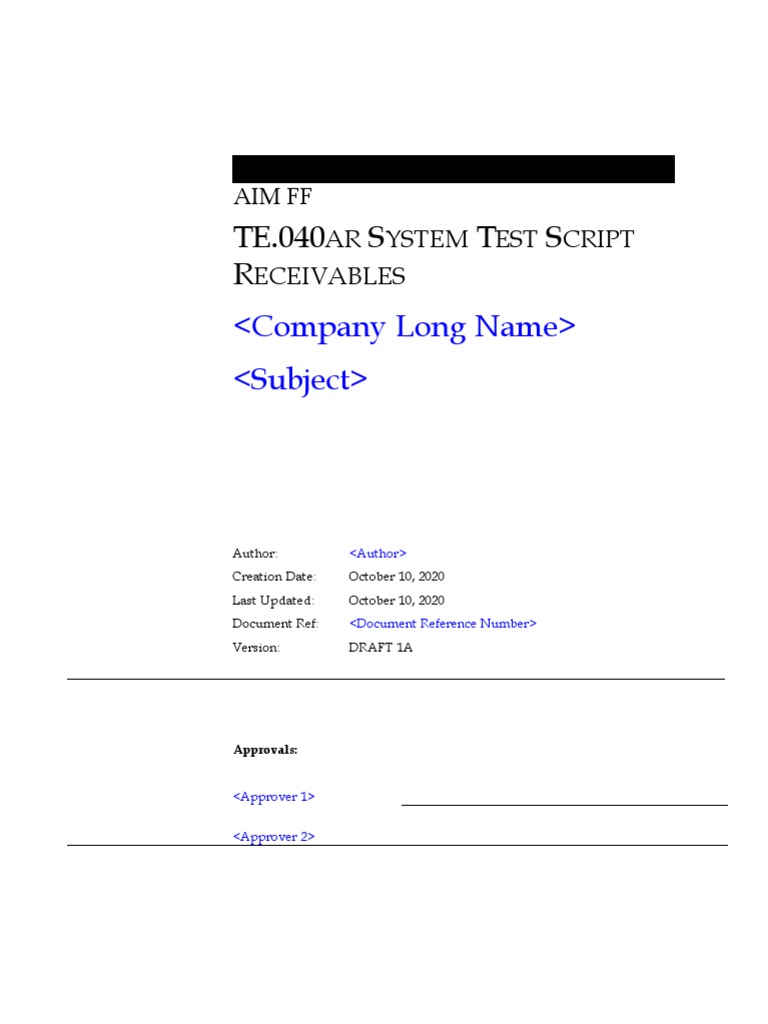 TE.040AR Receivables Test Script | PDF | Receipt | Debits And Credits