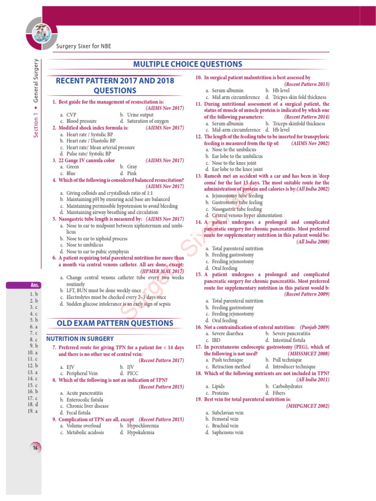 General Surgery MCQs and Answers | PDF | Shock (Circulatory) | Saline ...