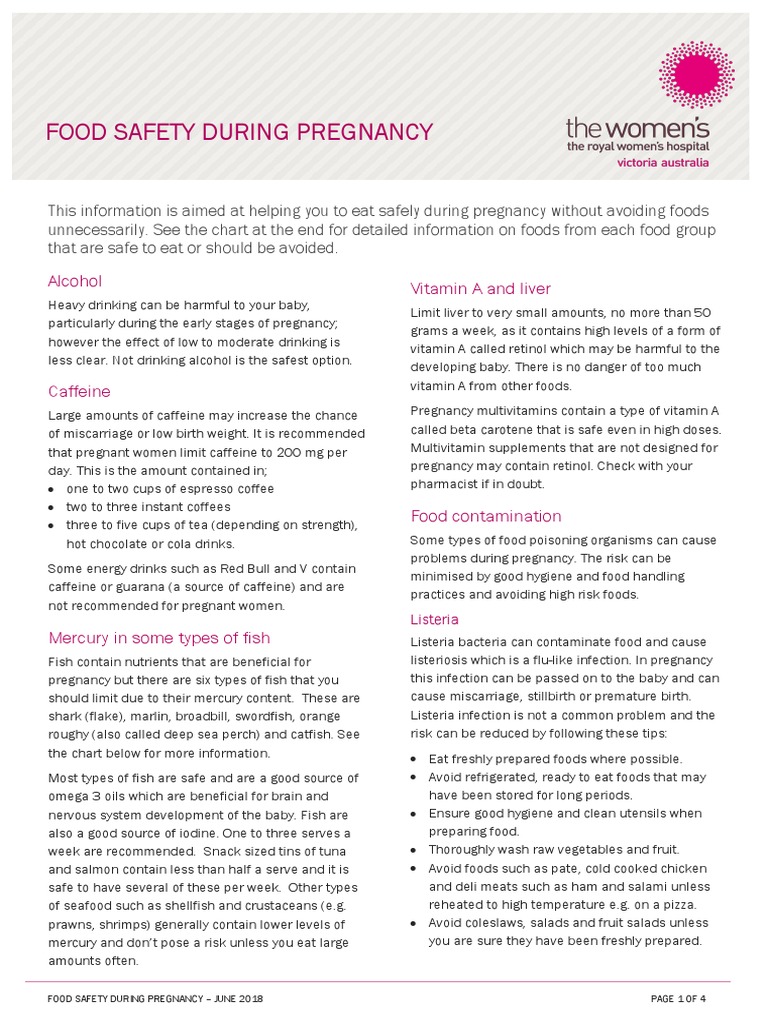 Food Safety During Pregnancy Alcohol Vitamin A and Liver PDF Caffeine Seafood