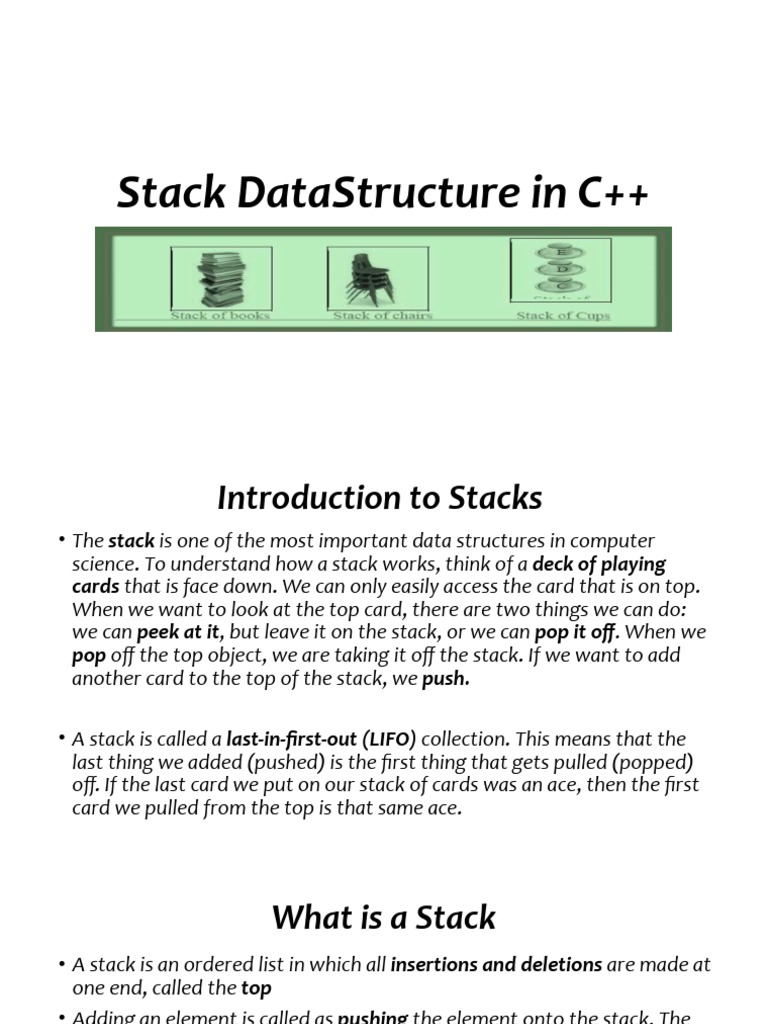 Lecture 6 Stack DataStructure in C++ | PDF | Array Data Structure | Bracket