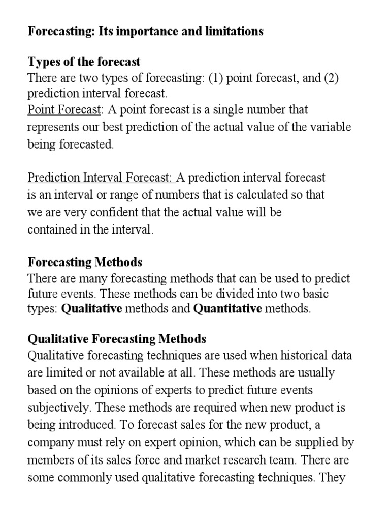 Forecasting and Limitations PDF Forecasting Prediction