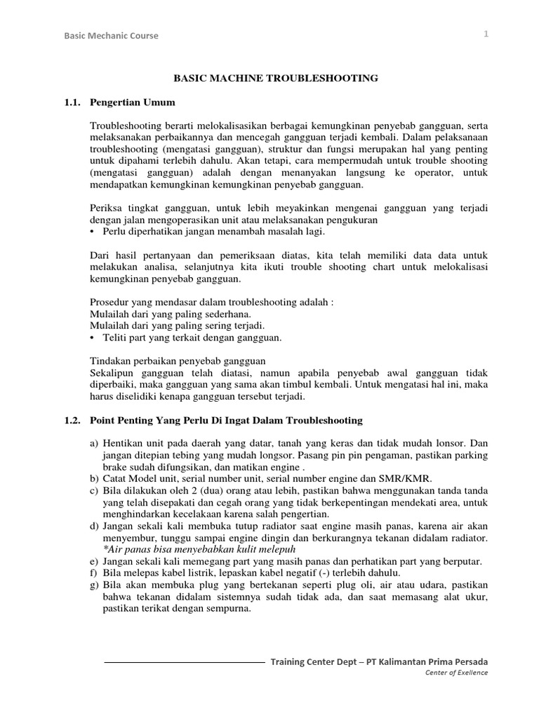Panduan Troubleshooting Mesin Dasar | PDF