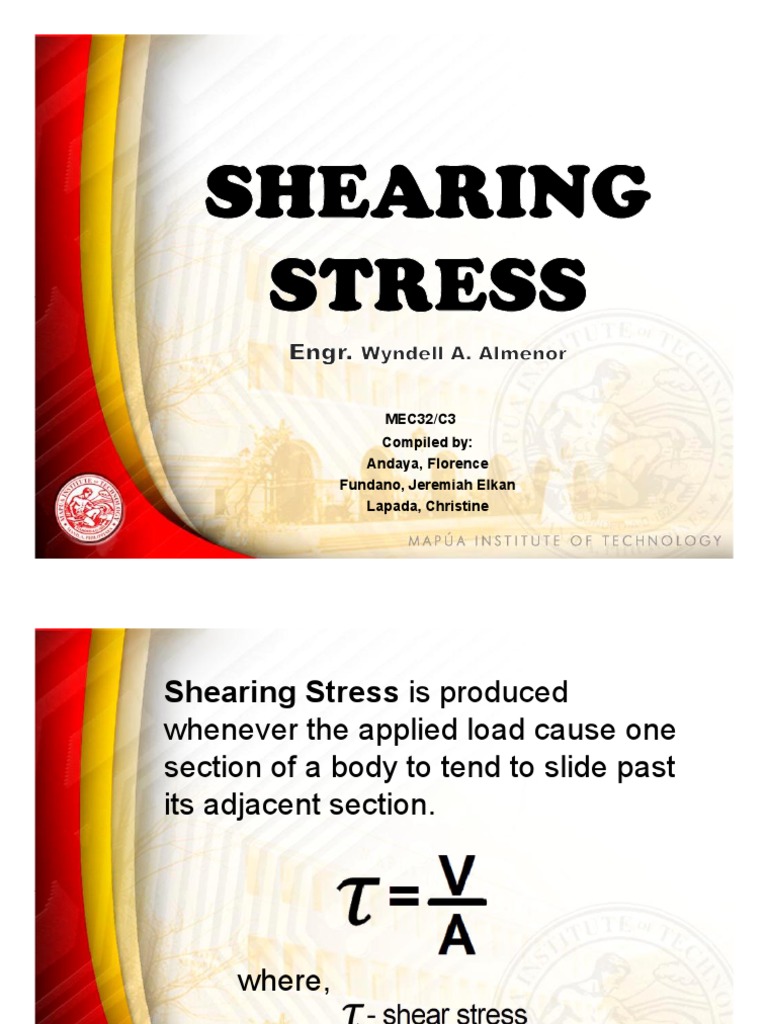 Shearing Stress Calculations and Examples | PDF | Teaching Methods ...