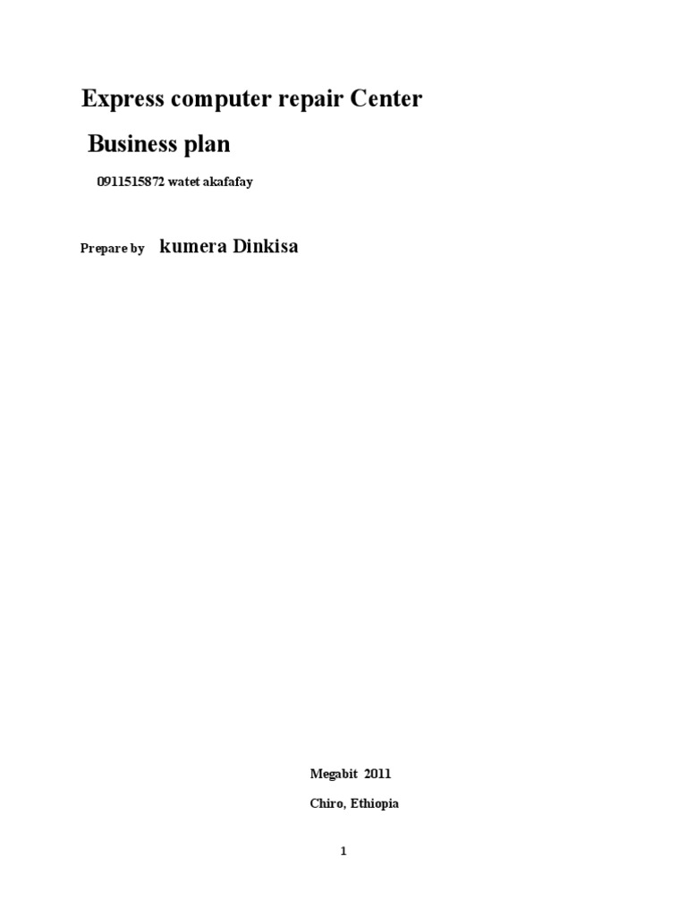 Computer Repair Business Plan Kumera PDF Personal Computers Retail