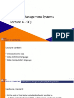 Database Management Systems: Lecture 4 - SQL