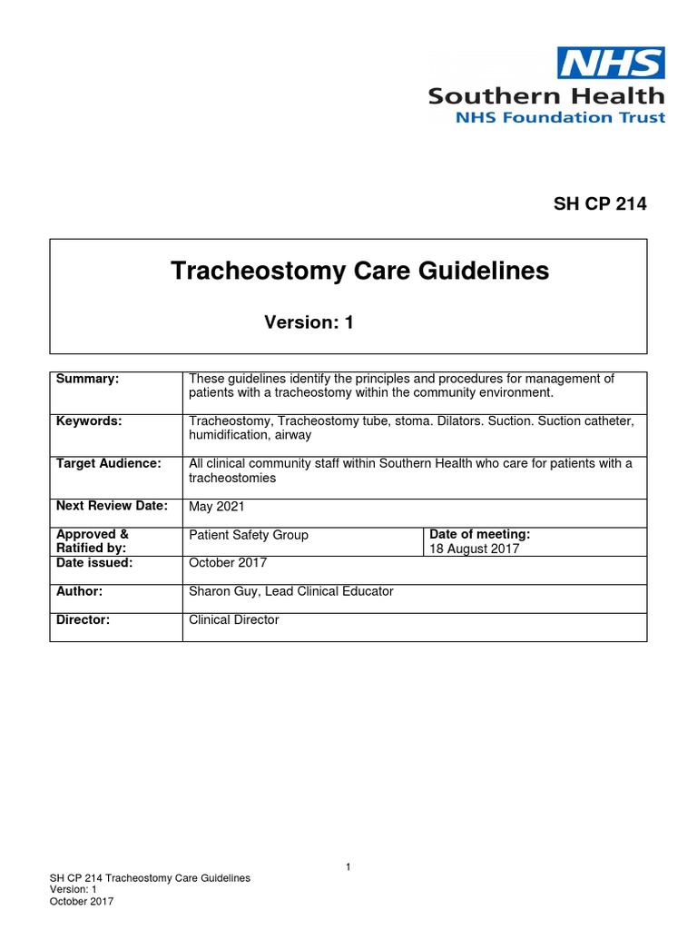 Tracheostomy Care Guidelines | PDF | Informed Consent | Health Sciences