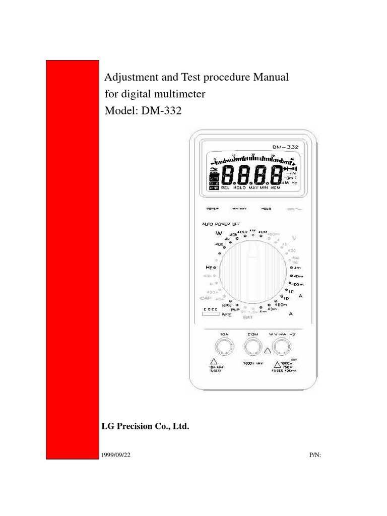 DM-332 Multimeter Adjustment Manual | PDF | Quantity | Electricity
