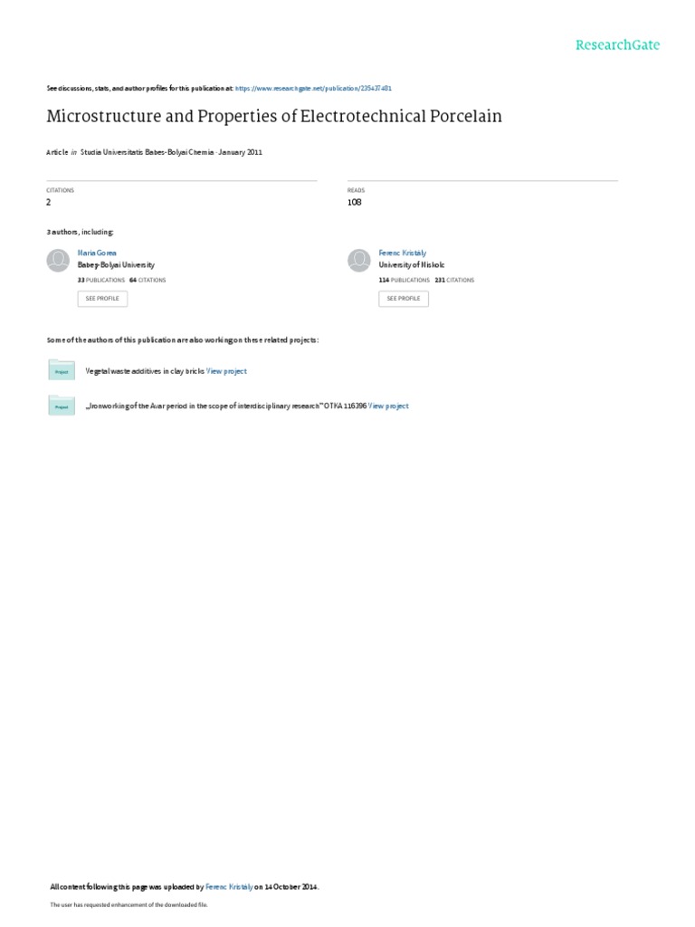 Electrotechnical Porcelain Microstructure Analysis | PDF | Ceramics ...