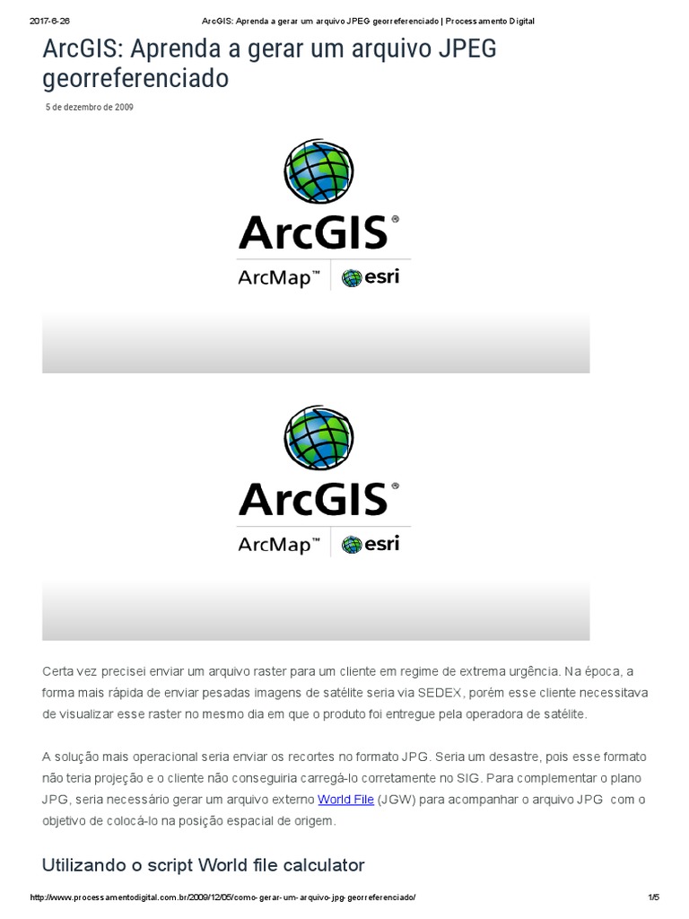 ArcGIS - Aprenda A Gerar Um Arquivo JPEG Georreferenciado