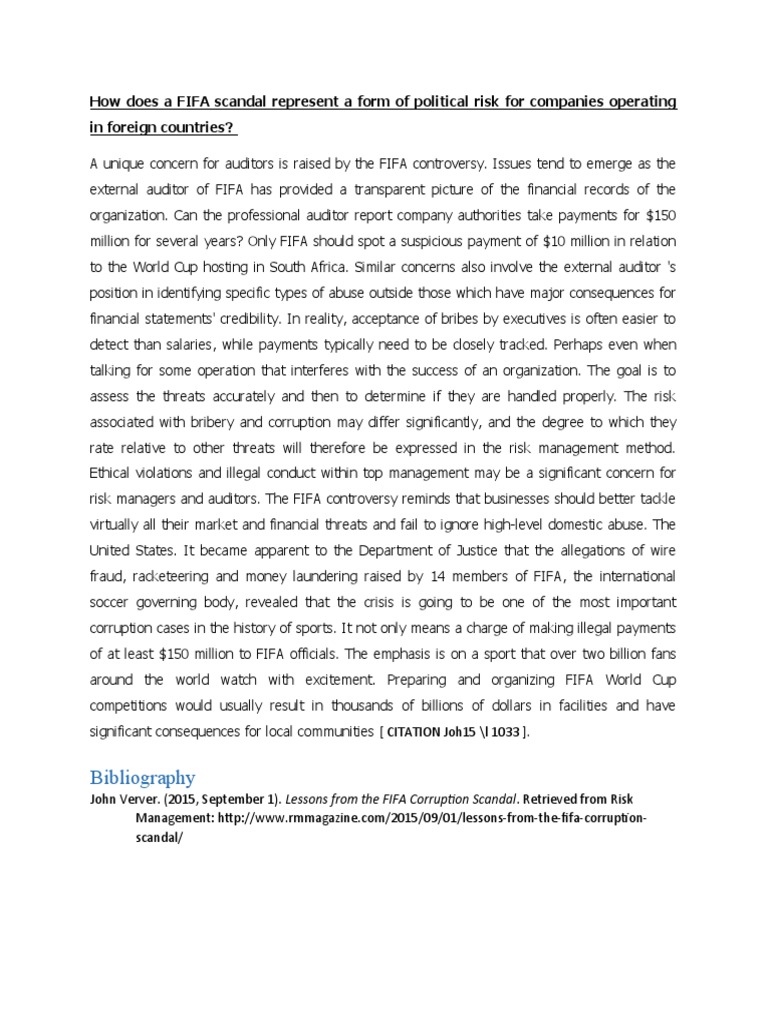 FIFA Corruption Scandal: Risks for Companies | PDF | Finance & Money ...