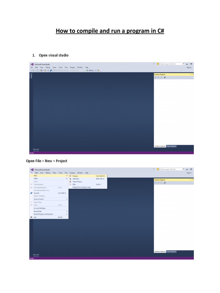 How to Compile and Run a C# Program in Visual Studio | PDF