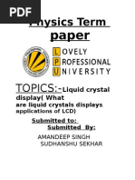 Download liquid crystal display term papaer presentation by Sudhanshu Sekhar SN48116444 doc pdf