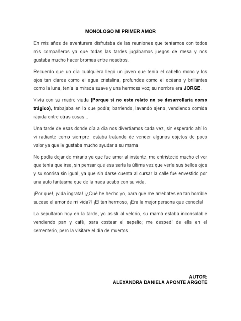 Monologo Mi Primer Amor PDF