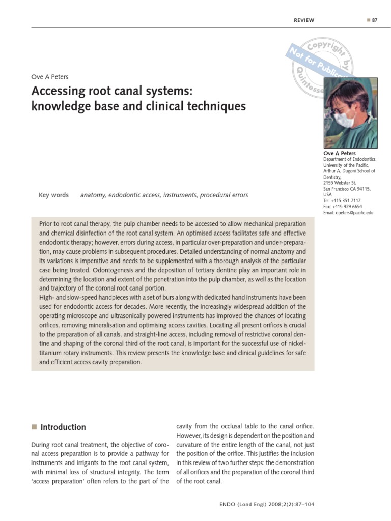Accessing Root Canal Systems Knowledge Base and Clinical Techniques