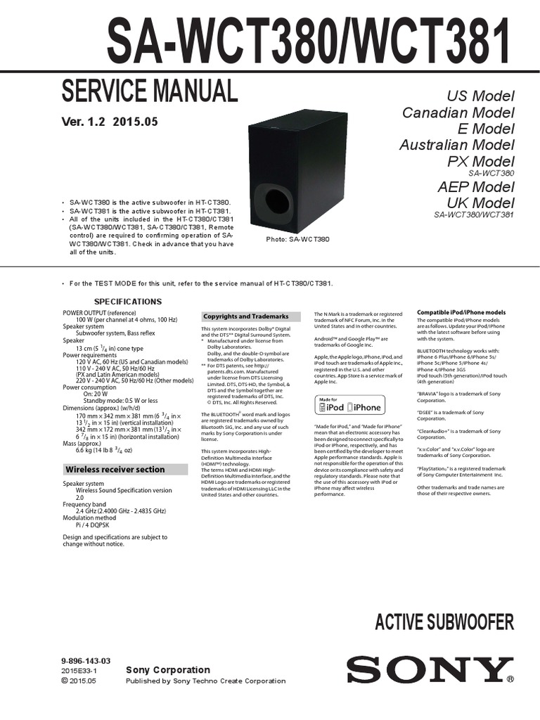 SONY SA-WCT380,381 - Ver. 1.2 | PDF | I Phone | Soldering