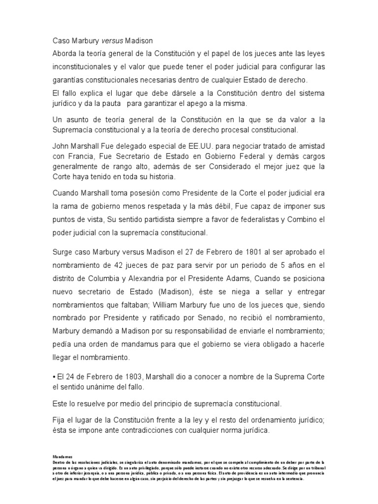 Caso Marbury Versus Madison | PDF | James Madison | Juez
