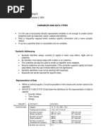 Variable and Data Types Written Report