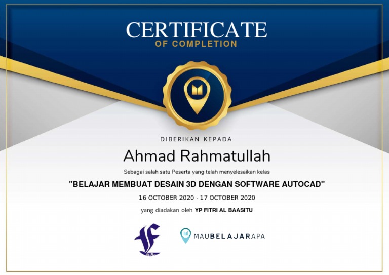 Contoh Sertifikat Autocad 3D PDF