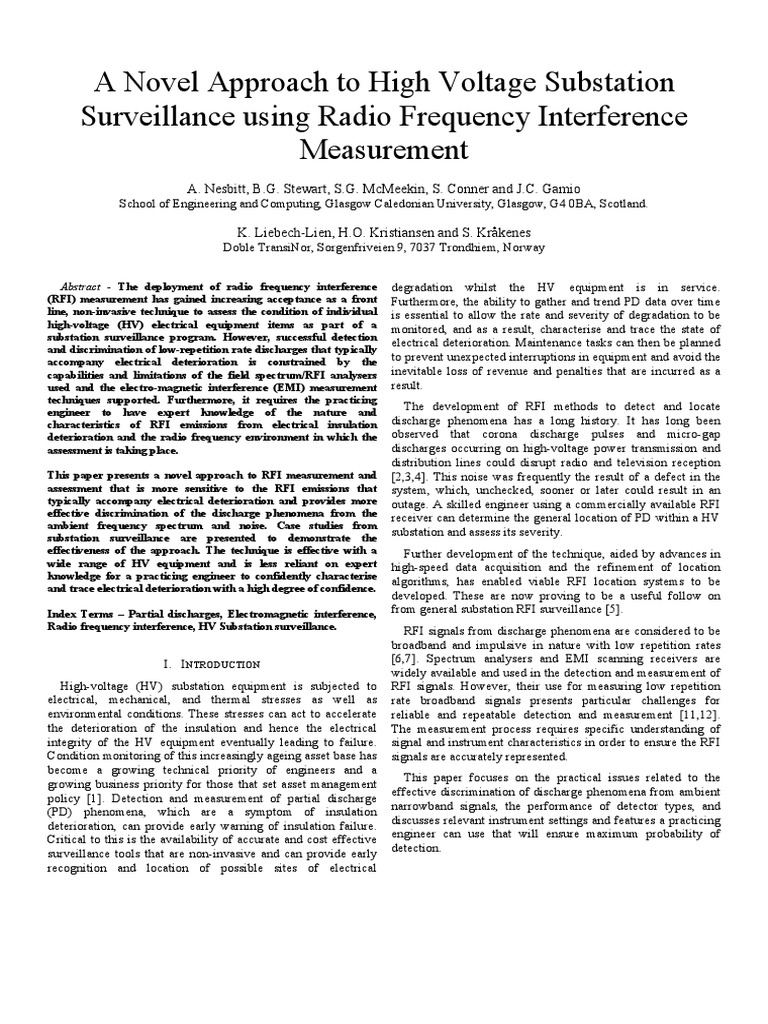RFI Measurement for HV Substation Surveillance | PDF | Electromagnetic ...