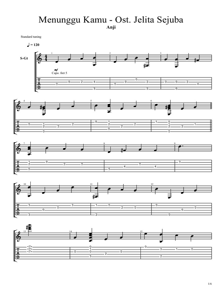 Menunggu Kamu Ost. Jelita Sejuba PDF PDF Guitar Family