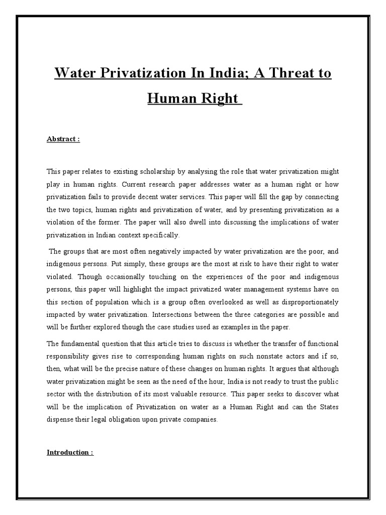 Water Privatization and Human Rights in India | PDF | Vedas | Poverty
