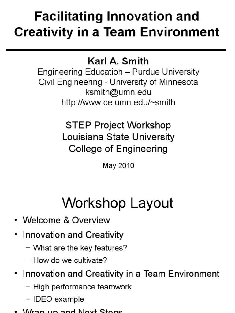 Facilitating Innovation and Creativity in A Team Environment | PDF ...