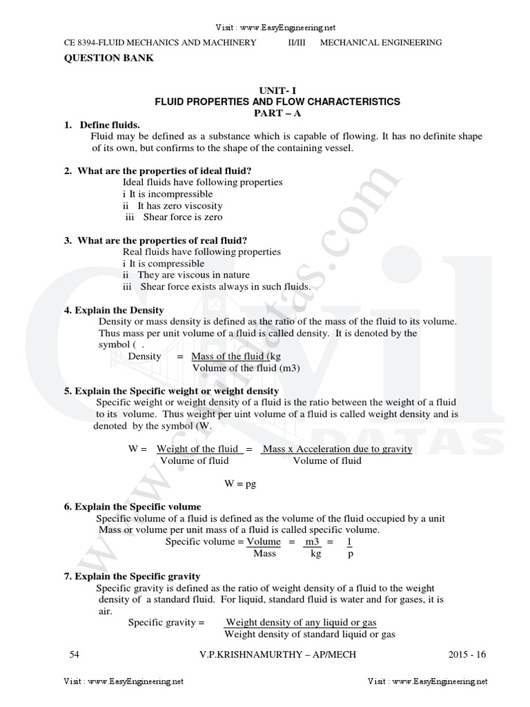 CE8394 Fluid Mechanics and Machinery (FMM) With QB - 12 by ...