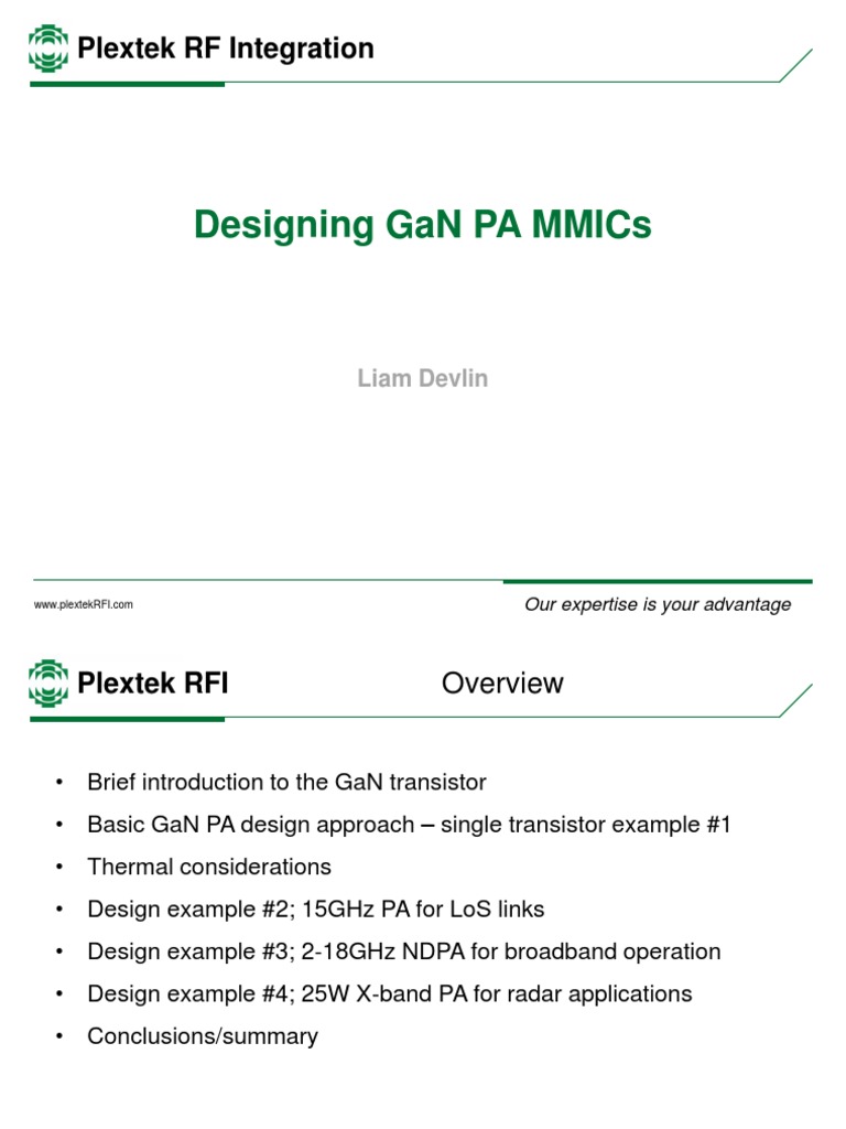 GaN Power Amplifier Design Insights | PDF | Amplifier | Transistor