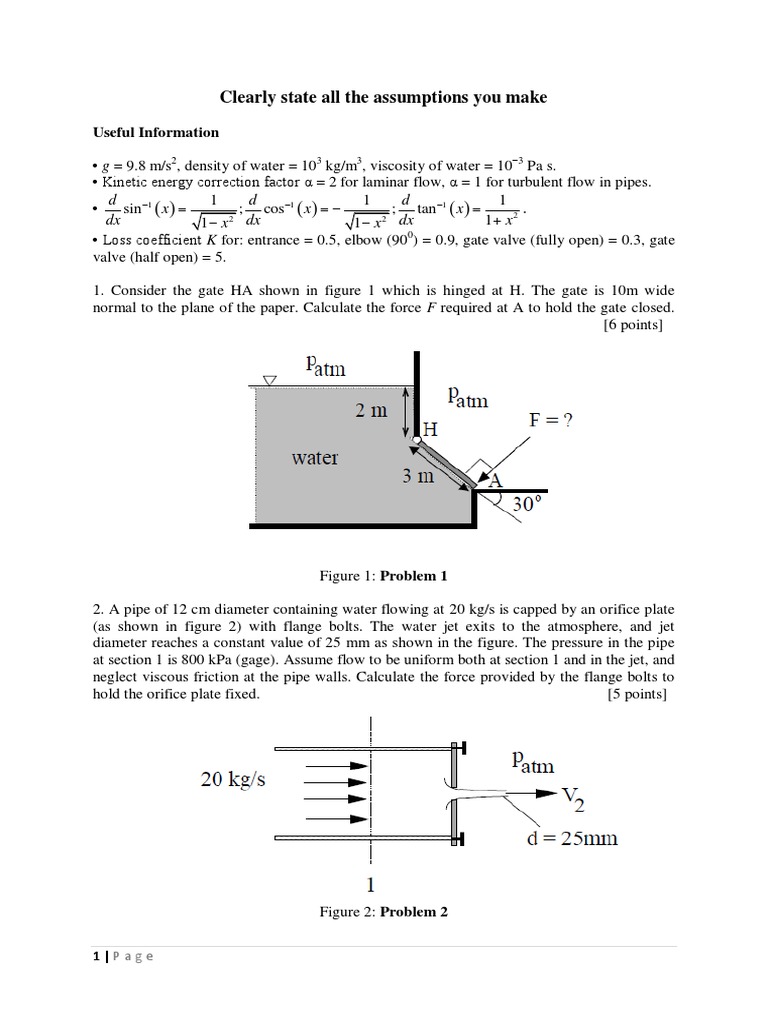 Fluid Mechanics Problem Set Analysis | PDF | Boundary Layer | Fluid ...