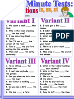 5minute Tests Prepositions in On at