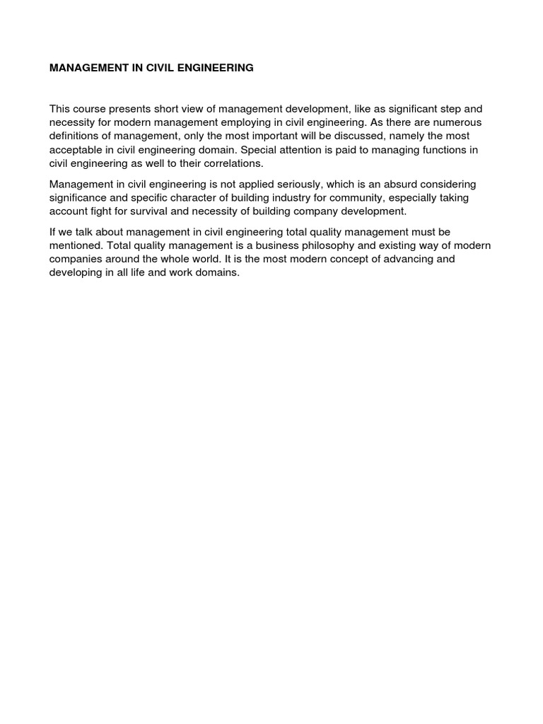 Management in Civil Engineering | PDF | Engineering | System