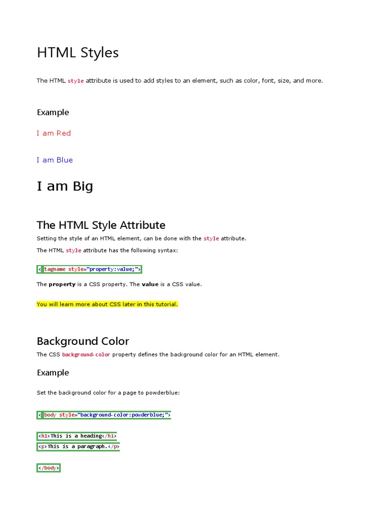 HTML Styles | PDF