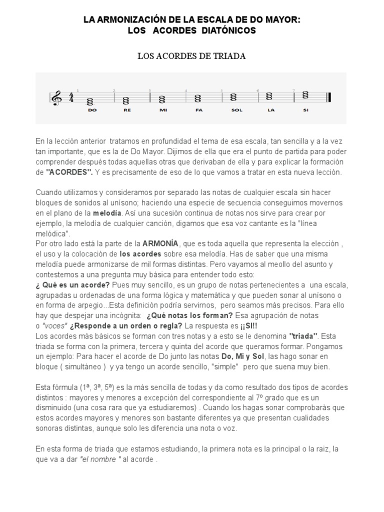 La Armonización de La Escala de Do Mayor | PDF | Acorde (Música ...