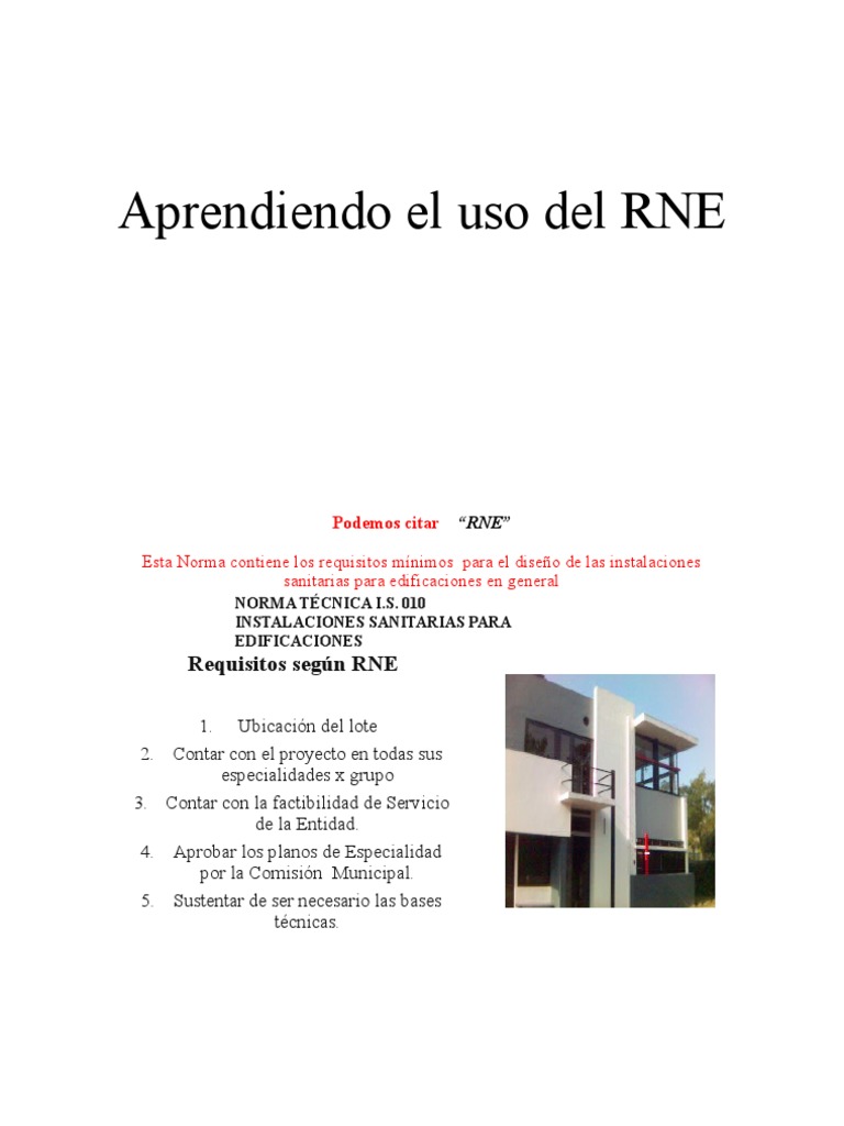 Aprendiendo El Uso Del RNE | PDF | Alcantarillado | Agua