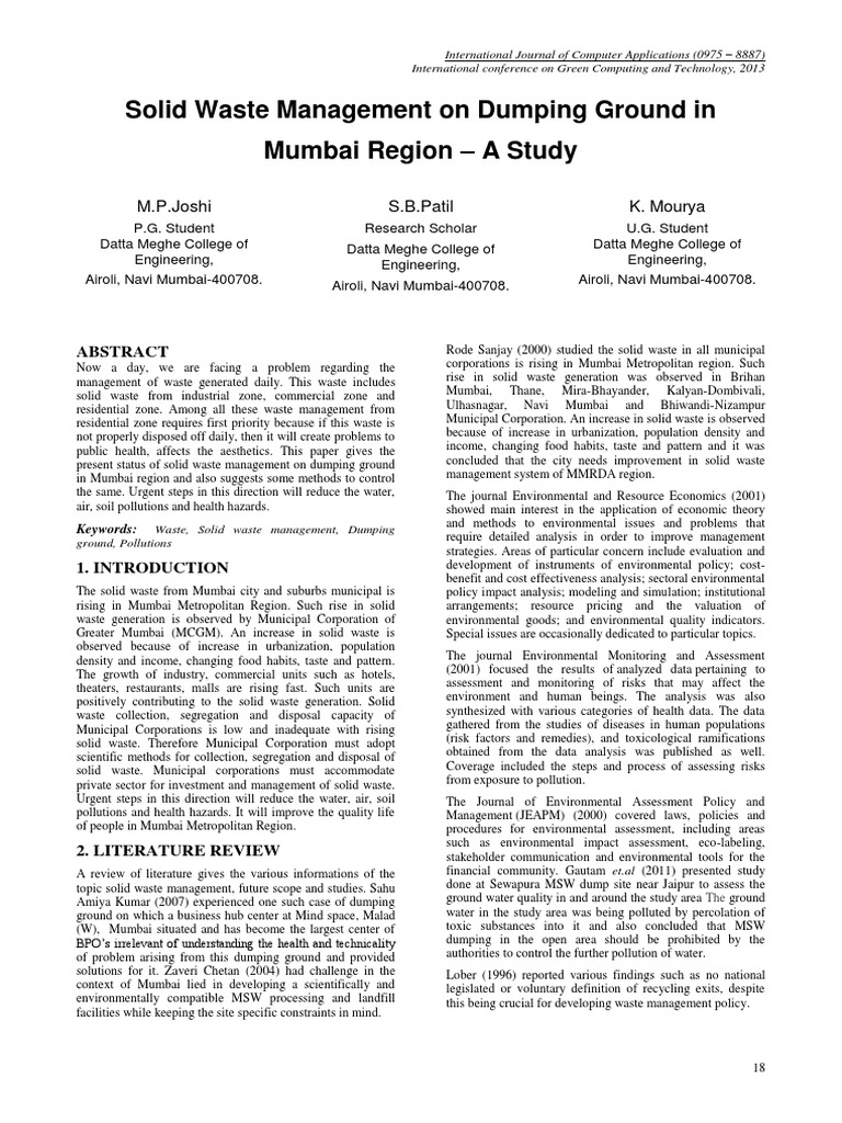 SWM On Dumping Ground jp8EB6dLFJ | PDF | Municipal Solid Waste | Waste ...