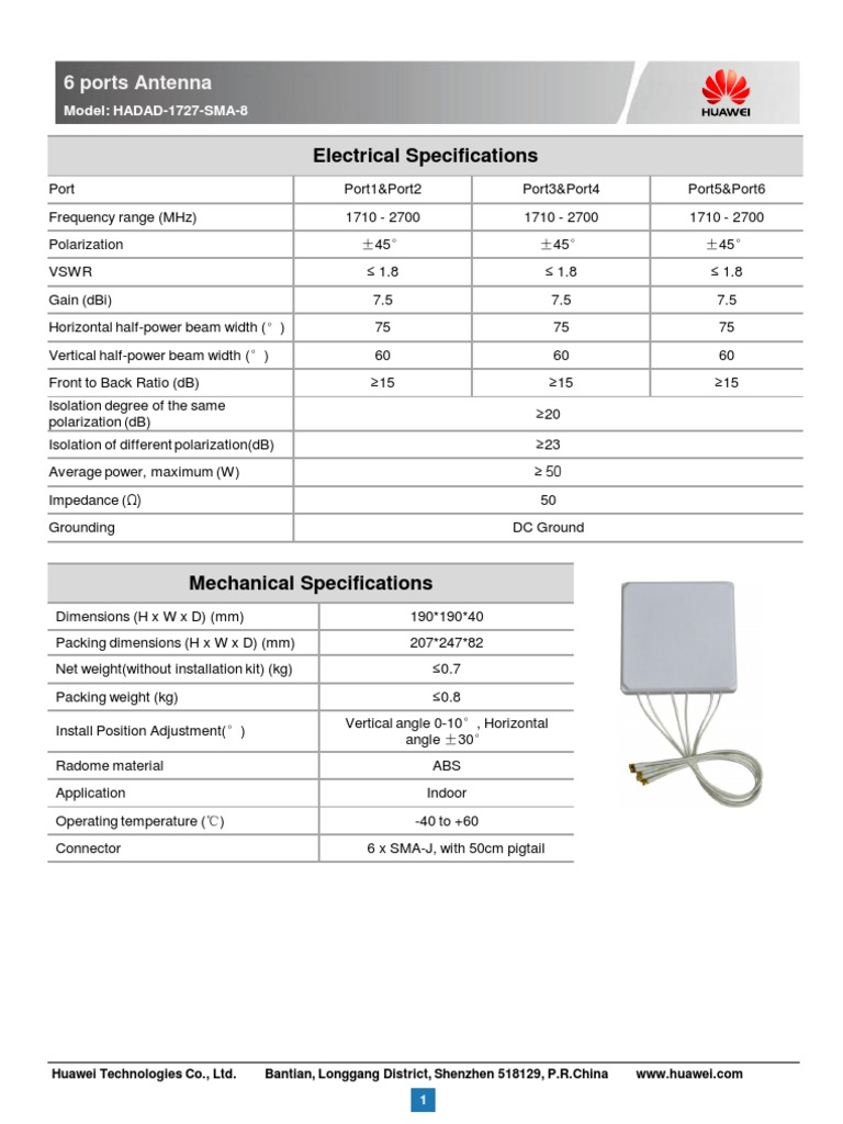 6 Ports Antenna Datasheet PDF Antenna (Radio) Decibel