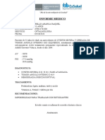 Informe médico de paciente con uveítis severa y antecedentes de tumor ojo izquierdo