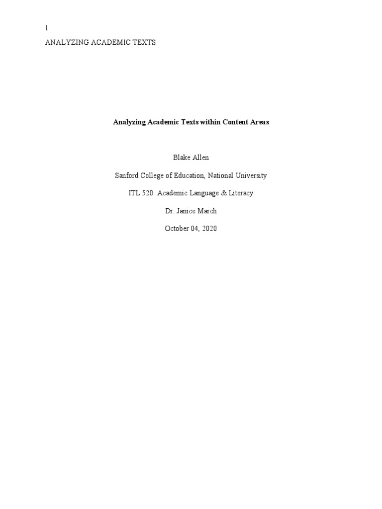 Academic Text Analysis for Educators | PDF | National Assessment Of ...