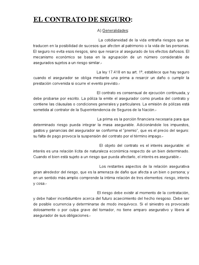 Contrato de Seguro: Aspectos Clave | PDF | Póliza de seguros | Reaseguro