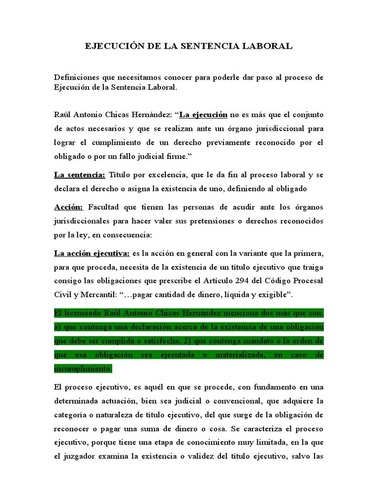Ejecución de La Sentencia Laboral | PDF | Res Judicata | Sentencia (ley)
