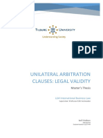 Unilateral Arbitration Clauses: Legal Validity: Master's Thesis