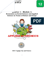 TAPATMODULE SHS APPLIED ECONOMICS Module 1 Economics As Social Science and Applied Science in Terms of Nature and Scope