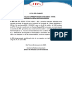 Fato Relevante: Jbs S.A. Divulga Correspondência Recebida Sobre Assembleia Geral Extraordinária